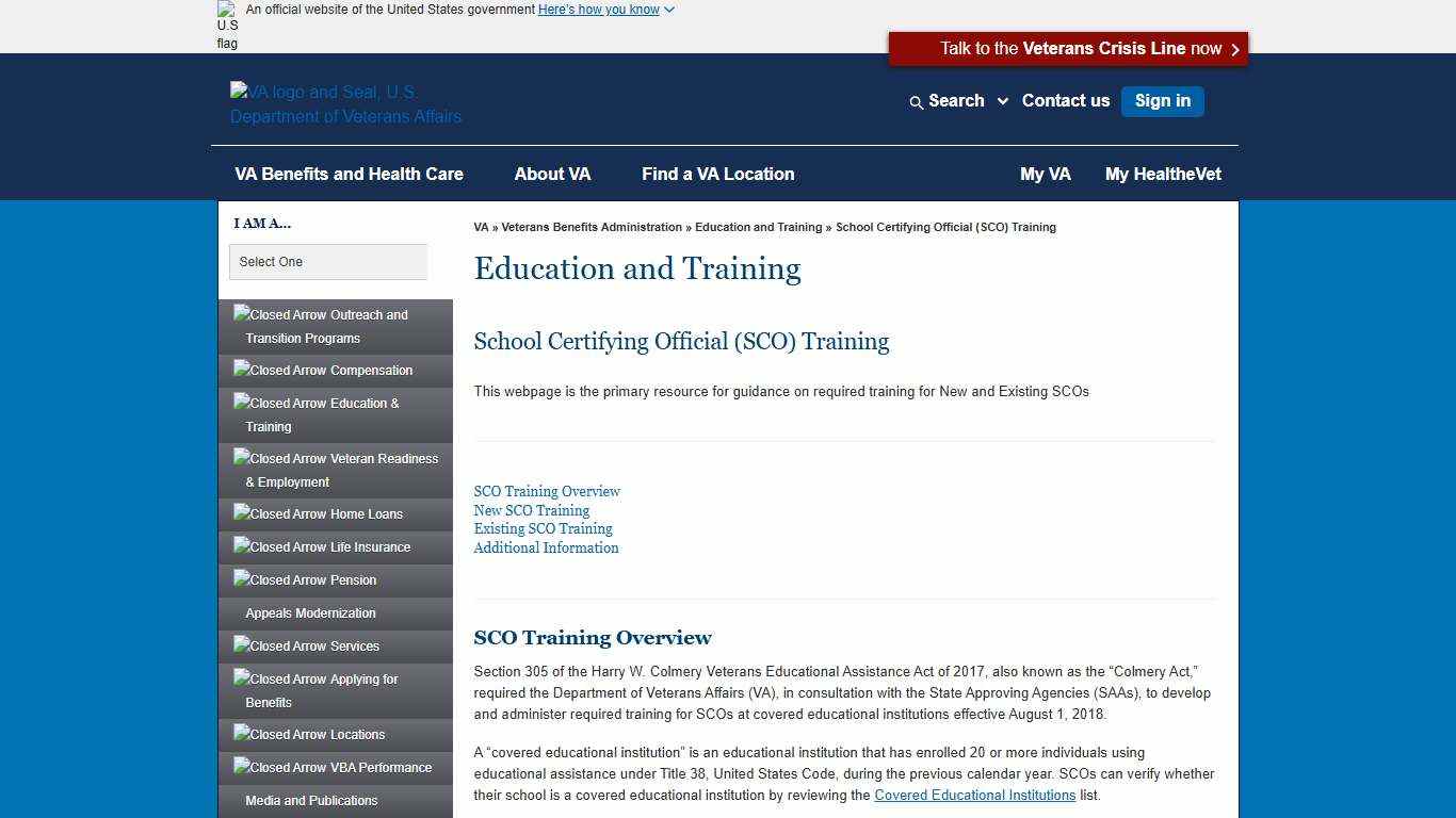 School Certifying Official (SCO) Training - Education and Training